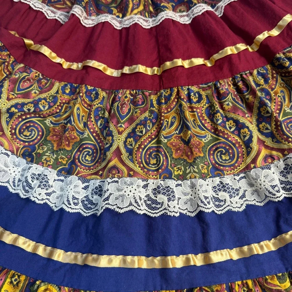 Vintage Square Up Fashions Square Dance Skirt Set Paisley Lace Women's Small